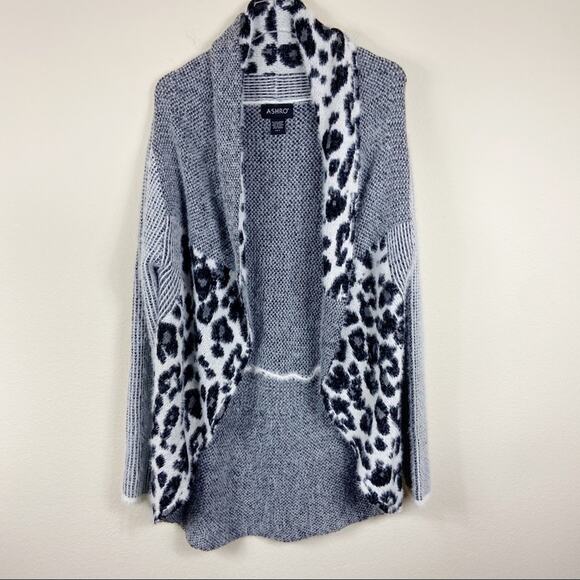 Ashro | Soft Leopard Print Cardigan Sweater Sz L - Picture 1 of 7